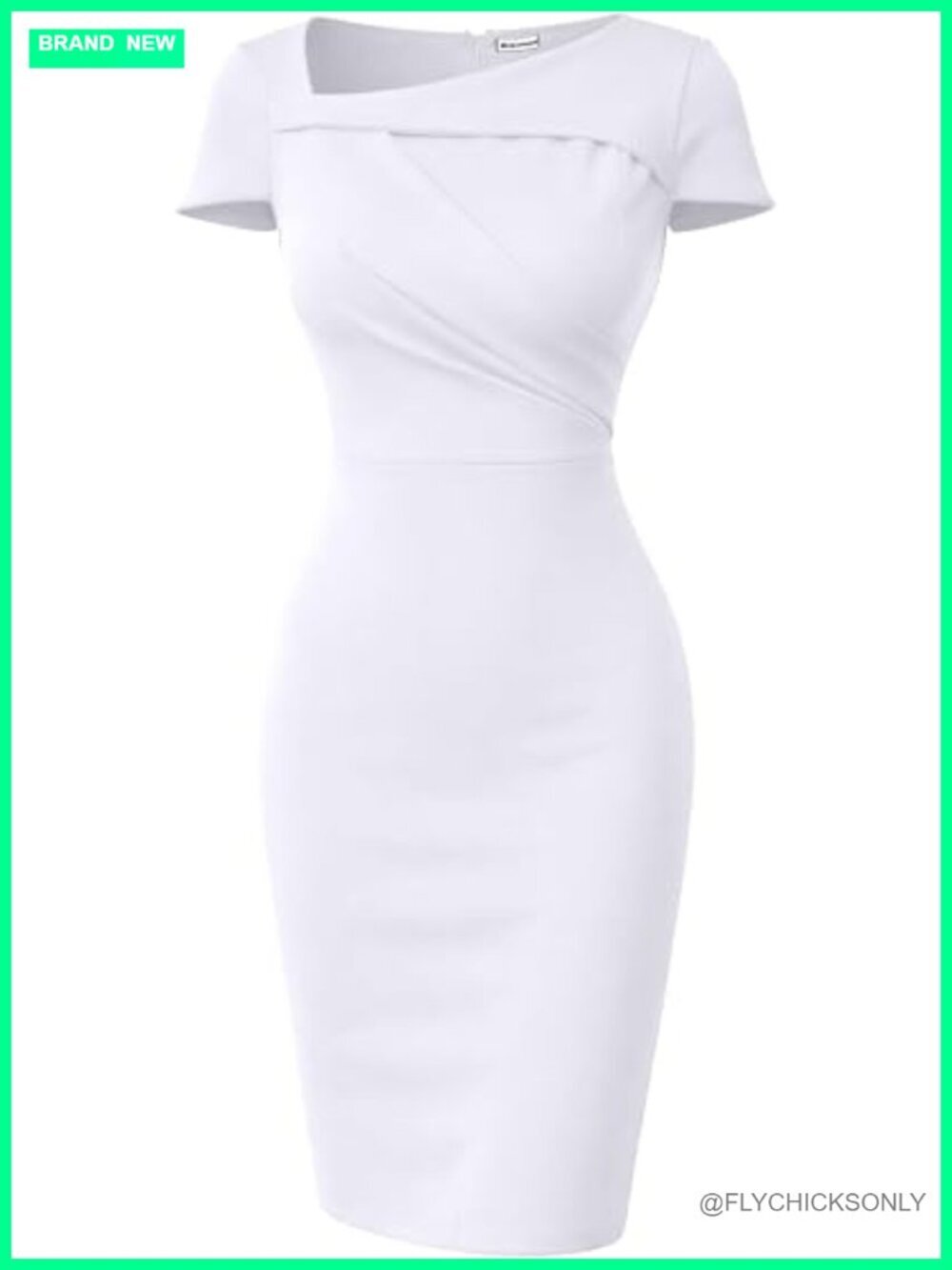 Women's Elegant Draped Neck Bodycon Ruched Cocktail Midi Dress